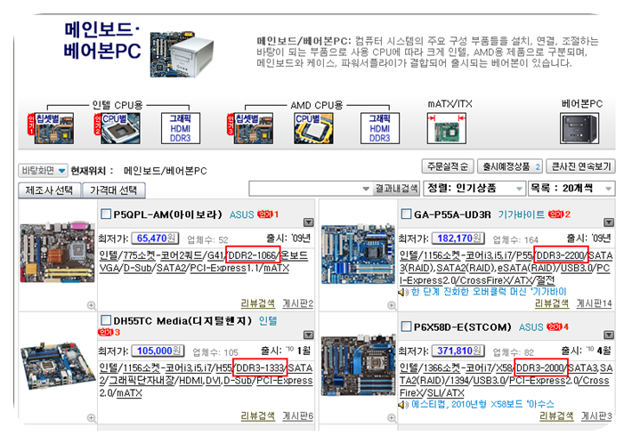 Cpu와 메인보드에 따른 메모리 구입 방법 - 에누리 쇼핑지식 구매가이드