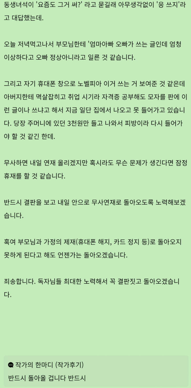실수로 여동생에게 웹소설 쓰는걸 들켜버린 작가 - 에누리 쇼핑지식 자유게시판