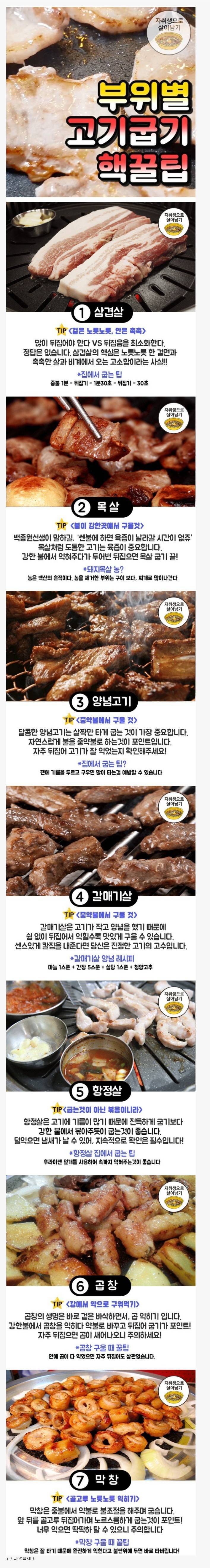 부위별 고기굽기 핵꿀