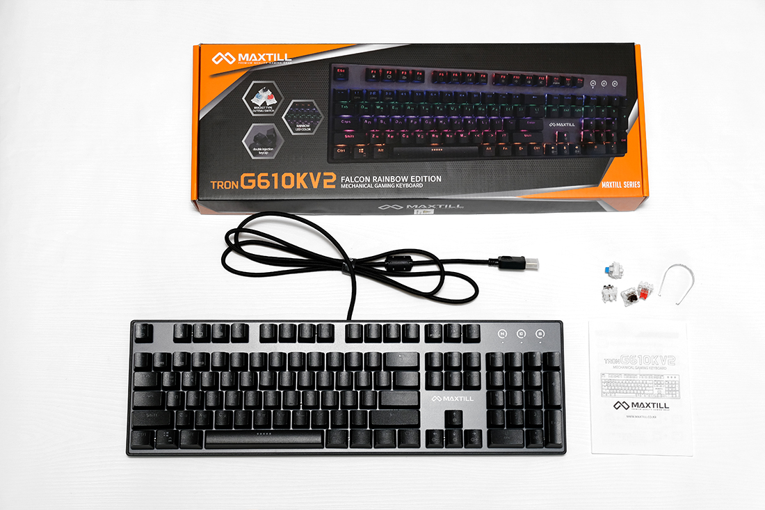 맥스틸(MAXTILL) TRON G610K V2 RGB 청축 기계식 게이밍 키보드 사용기 - 에누리 쇼핑지식 리뷰