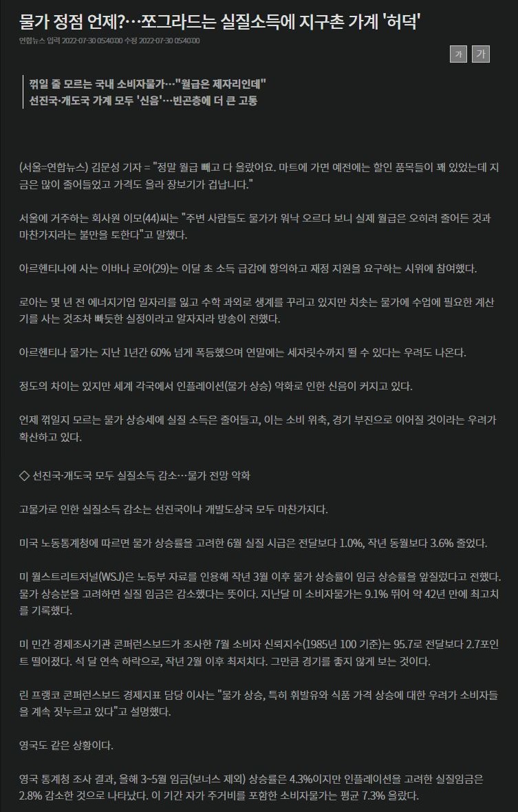 물가상승에 쪼그라드는 지구촌 실질소득 - 에누리 쇼핑지식 자유게시판