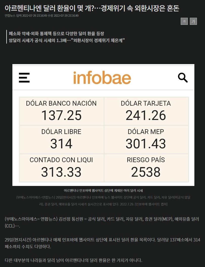 아르헨티나의 다양한 환율 - 에누리 쇼핑지식 자유게시판