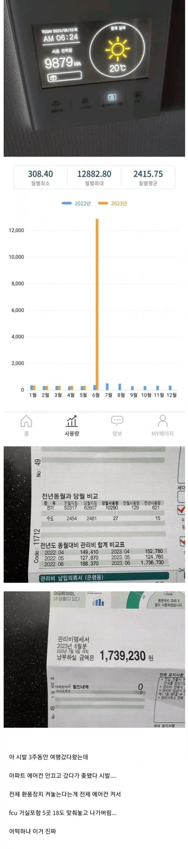 에어컨 안끄고 3주동안 여행 간 사람