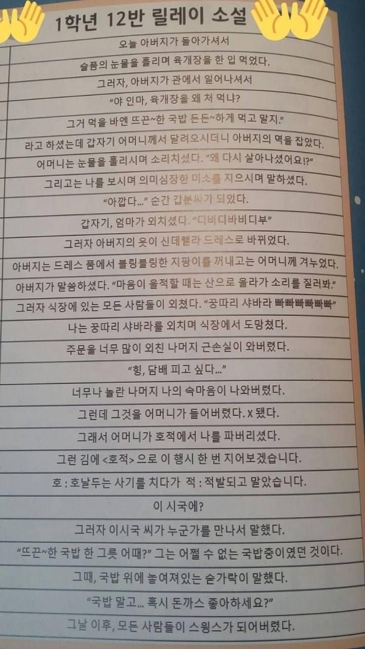 초등학교 릴레이 소설 - 에누리 쇼핑지식 자유게시판