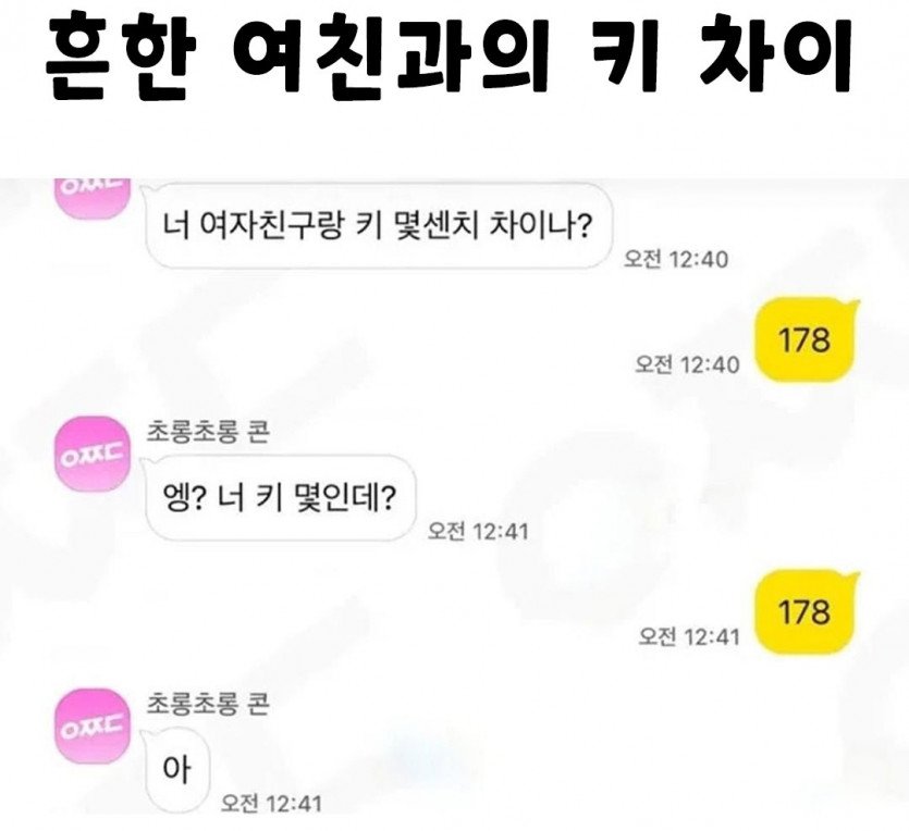 흔한 여친과의 키 차이