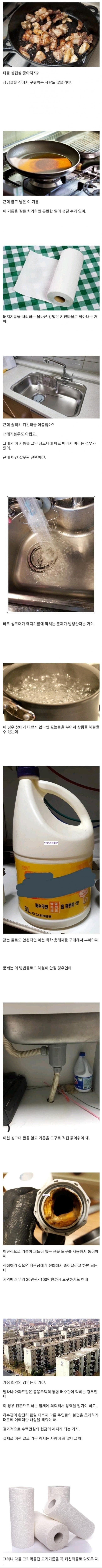돼지 기름 싱크대에 버리면 | 인스티즈