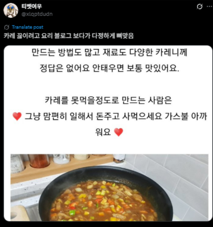 카레 끓이려고 요리 블로그 보다가 다정하게 뼈맞음 | 인스티즈