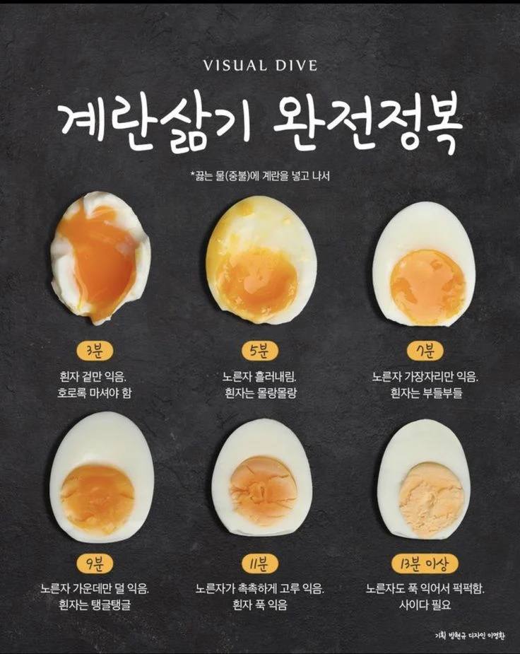 계란 삶는 시간에 따른 익힘 정도 | 인스티즈