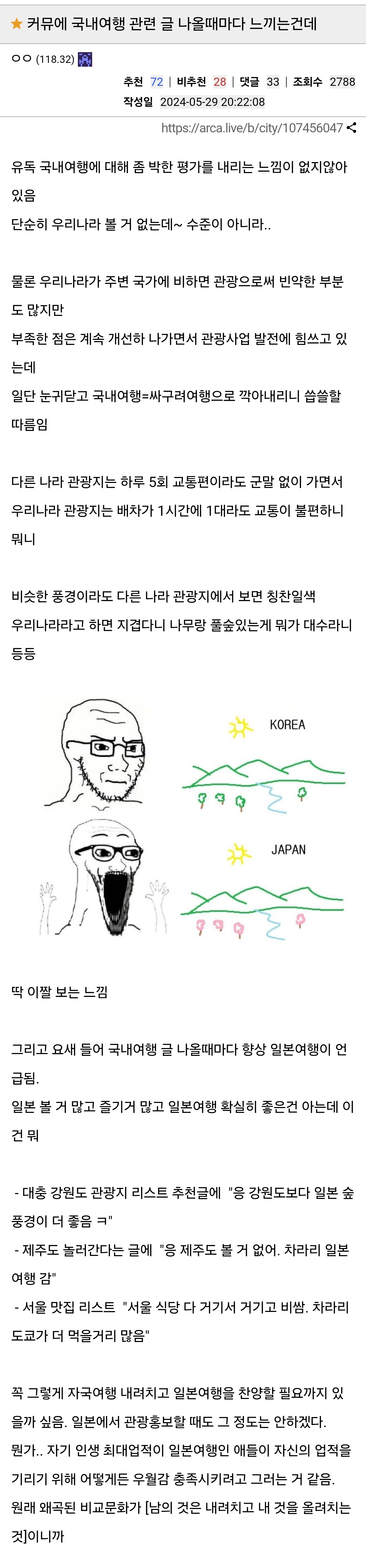 커뮤에 올라오는 국내여행 글 반응 특징 | 인스티즈
