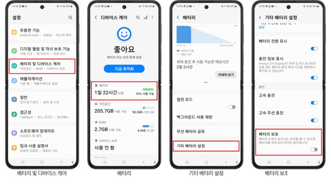 갤럭시폰 배터리 보호 기능 켜는 방법, 출처=삼성전자 홈페이지