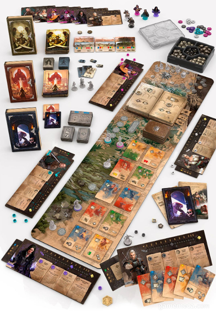 위쳐: 운명의 길 구성품 (사진출처: 위쳐 운명의 길 크라우드 펀딩 페이지)