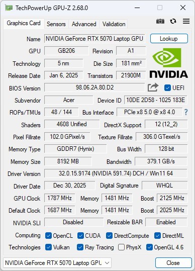 GPU-Z로 본&nbsp;지포스 RTX 5070 GPU 정보