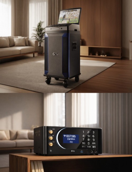 위쪽부터 TJ미디어 올인원 반주기 ‘M1’, 가정용 반주기 ‘TKR-370HK’ / 사진=TJ미디어 제공